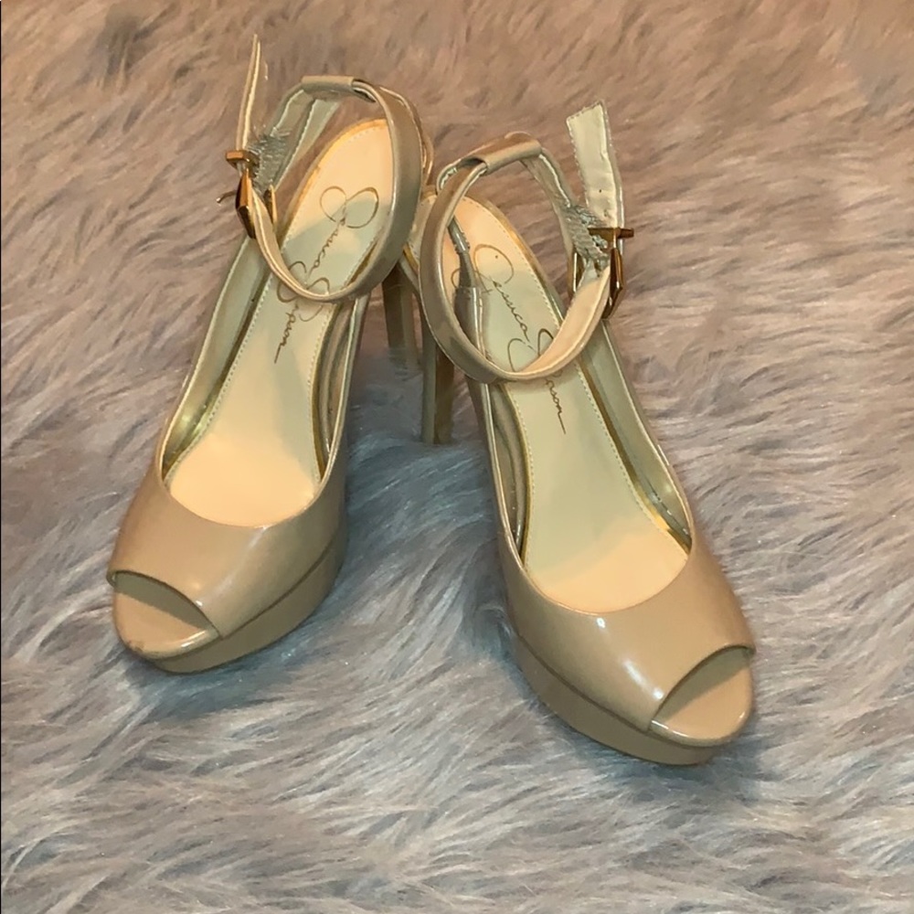 Jessica Simpson Nude Open-toe Pumps